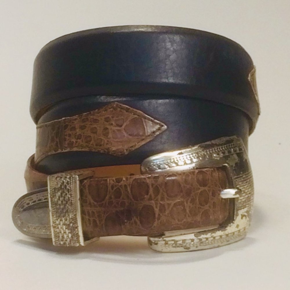 Crescent Trapper Alligator Leather Belt & Buckle